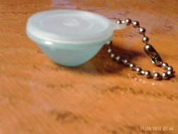 Tupperware Wonderlier Bowl Key Chain Pastel Blue / Sheer with Chain