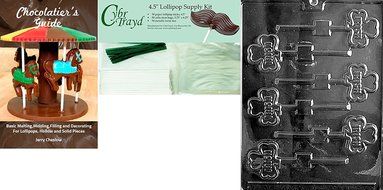 Cybrtrayd 45St50-P005 Irish Lolly Patriotic Chocolate Candy Mold with 50 4.5-Inch Lollipop Sticks N4