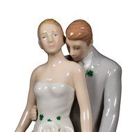 Shamrock Bride and Groom White Porcelain Wedding Cake Topper - 6 N2
