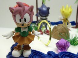 Unique 12 Piece Classic Sonic the Hedgehog Cake Topper Set Featuring 4 Sonic Rings, Super Sonic, Amy Rose, Miles... N7