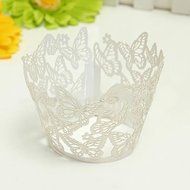 12pcs Butterfly Cupcake Muffin Wrapper Wrap Case Wedding Birthday Anniversary Celebration (Silver) N3