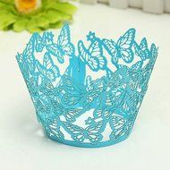 12pcs Butterfly Cupcake Muffin Wrapper Wrap Case Wedding Birthday Anniversary Celebration (Silver) N4