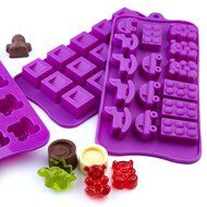 Silicone Chocolate Candy Molds, 3-Pack Set, Non-Stick Candy &amp; Ice Cube Molds, Choice of Three Colors, Chocolate... N14