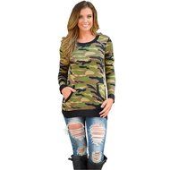 Pullover Tops,Morecome Womens Ladies Camouflage Printing Pocket Sweatshirt Shirts N3