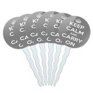 Set of 6 Cupcake Picks Toppers Decoration Keep Calm and A-H - Fish On Bass Fishing - Keep Calm and N9