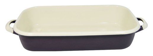 Emalia Olkusz 1907 Enameled Hand Finished Roaster, 12.6" x 7.5"/2.5 L, Aubergine with Cream Trim