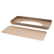 Plataplus Long Rectangle Tart Pan with Removable Bottom 14.4&rdquo; Nonstick Golden N6