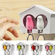 happu-store Home Decoration Lover Sparrow Key Ring Birdhouse Keychain Gadget Home Wall Hook Holder Whistle N5
