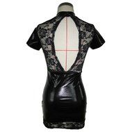 Underwear, PHOTNO Patent leather Lace Lingerie Elastic Free Size Mini Dress Clubwear N4