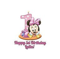 Minnie Mouse Round Girl&#039;s 1st Birthday Edible Image Photo Cake Topper Sheet Personalized Custom Customized Birthday...