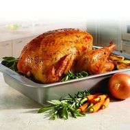 Farberware Nonstick Bakeware 10-Inch x 14-Inch Roaster with Built-In Rack, Gray