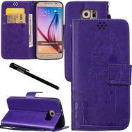 Galaxy S6 Case, Urvoix Credit Card Holder Leather Cover Embossed Romantic Dandelion Folio Case for Samsung Galaxy... N3