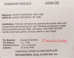 TURNTABLE NEEDLE FOR Audio Technica ATN120E AT120E AT130 AT130E AT140