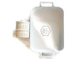 Revol Turkey Roasting Pan Bundle With Mud Pie Ceramic Salt and Pepper Cellar-Containers With Lid, This Roaster...