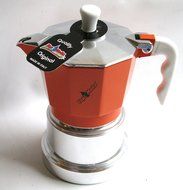 Top Moka: "Top" Aluminium Coffee Maker, Orange with Silver Boiler Chamber, 3-Cups [ Italian Import ]