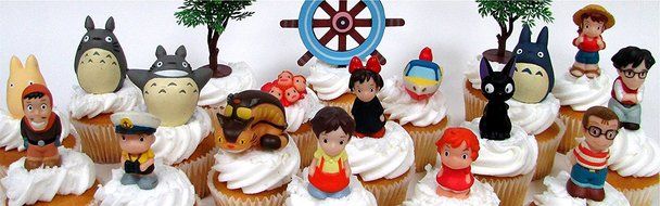 TOTORO and FRIENDS 18 Piece Birthday CUPCAKE Topper Set Featuring 14 Random Totoro and Friends Figures - Decorative... N8