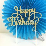 SUNBEAUTY Pack of 2 Silver Glitter Happy Birthday Cake Topper Decoration (Silver) N6