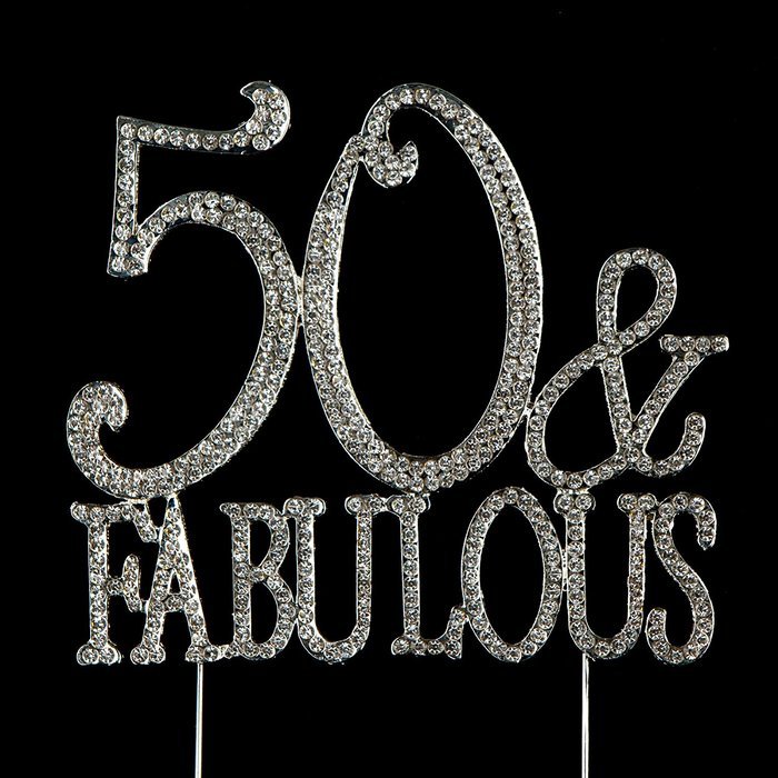 50 Cake Topper for 50th Birthday or Anniversary Gold Party Supplies and Decoration Ideas (Gold) N5