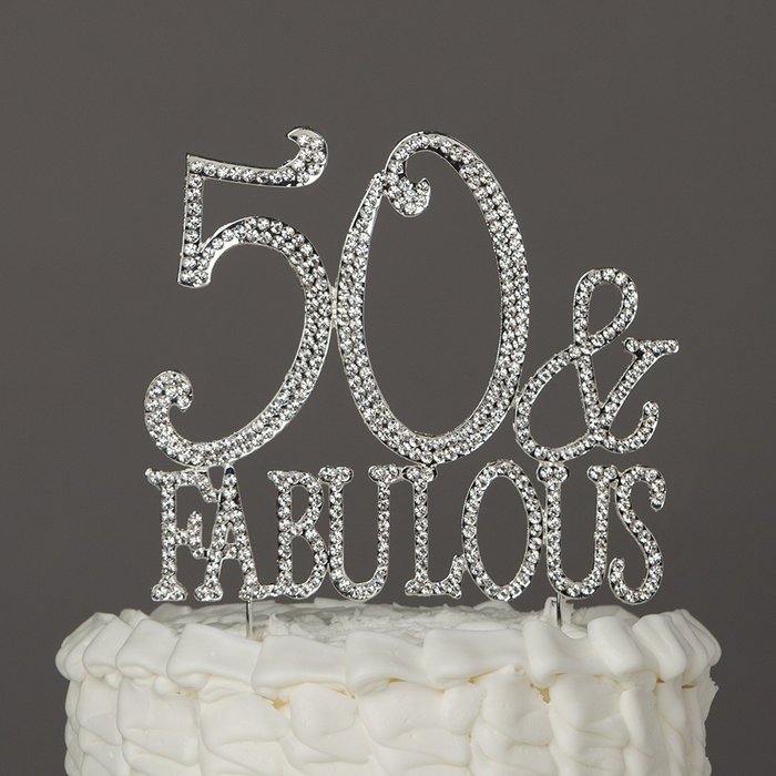 50 Cake Topper for 50th Birthday or Anniversary Gold Party Supplies and Decoration Ideas (Gold) N6