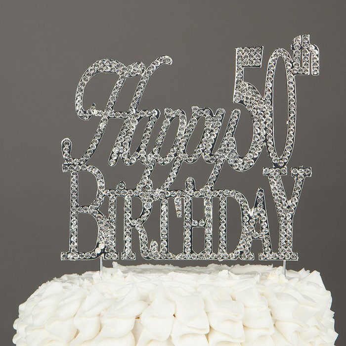 50 Cake Topper for 50th Birthday or Anniversary Gold Party Supplies and Decoration Ideas (Gold) N7