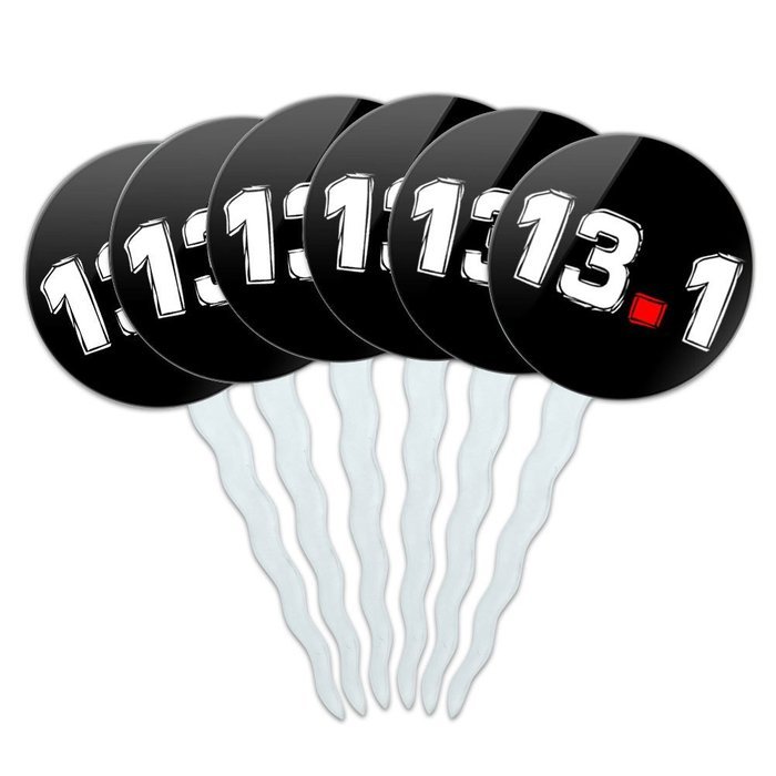 Set of 6 Cupcake Picks Toppers Decoration Running - Crazy 26.2 Runner Marathon N7