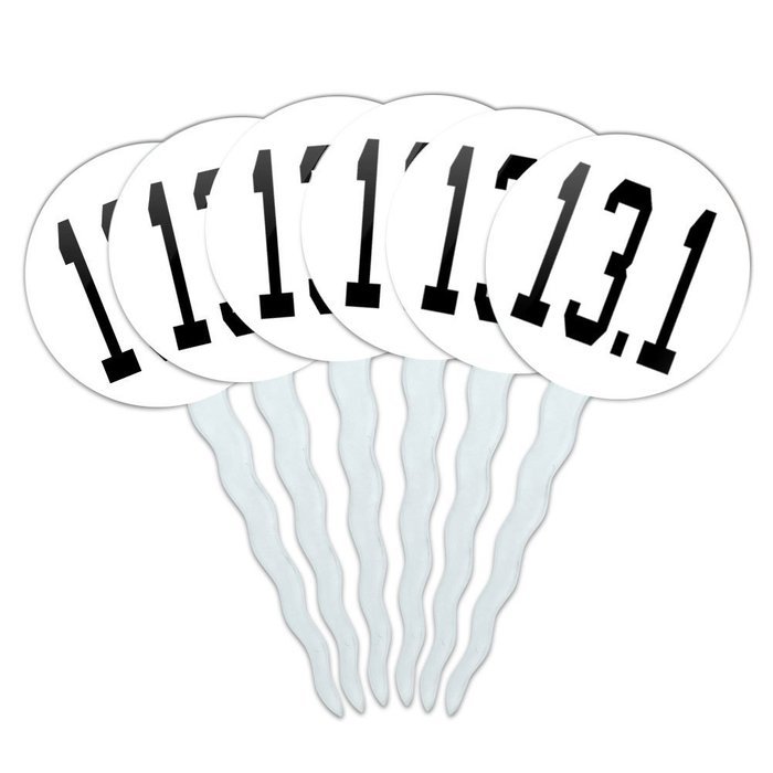 Set of 6 Cupcake Picks Toppers Decoration Running - Crazy 26.2 Runner Marathon N9