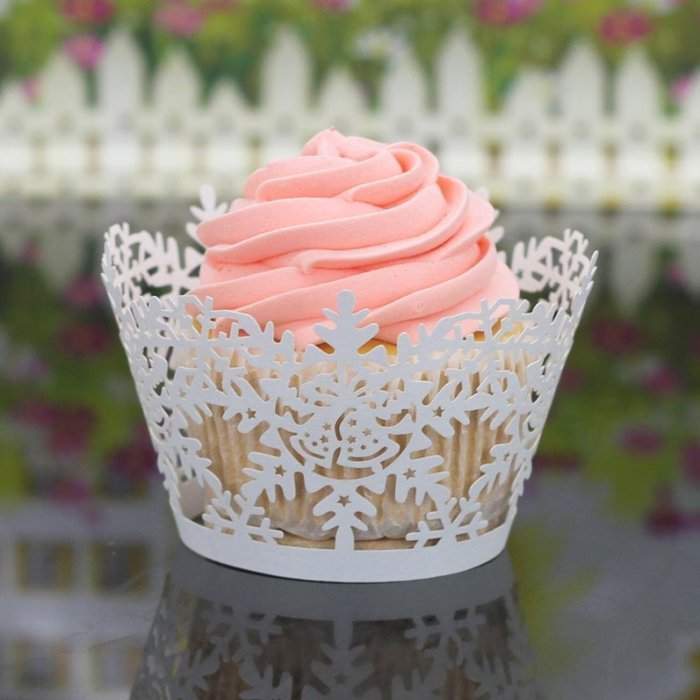 Oksale 24Pcs Christmas Hollow Lace Cup Muffin Holder Cake Paper Case Wraps Cupcake Wrapper for Wedding Birthday... N37