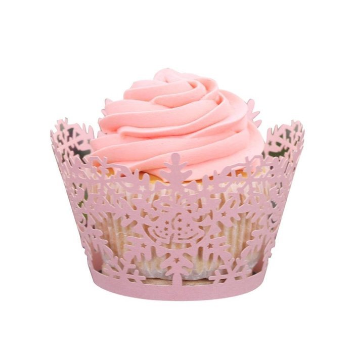 Oksale 24Pcs Christmas Hollow Lace Cup Muffin Holder Cake Paper Case Wraps Cupcake Wrapper for Wedding Birthday... N39