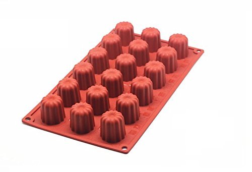 Astra shop 18 Cavities Mini Non-Stick Silicone Mold, Cannele Bordelais Multi Cavity Baking Mold, Red N2