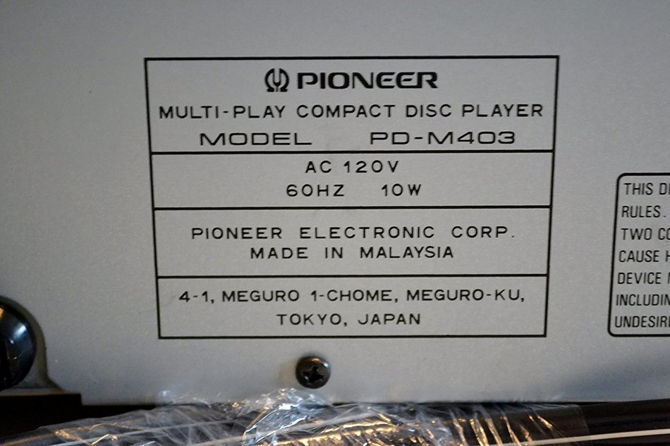 Pioneer PD-M403 6 Disc Compact Disc CD Changer Player N4