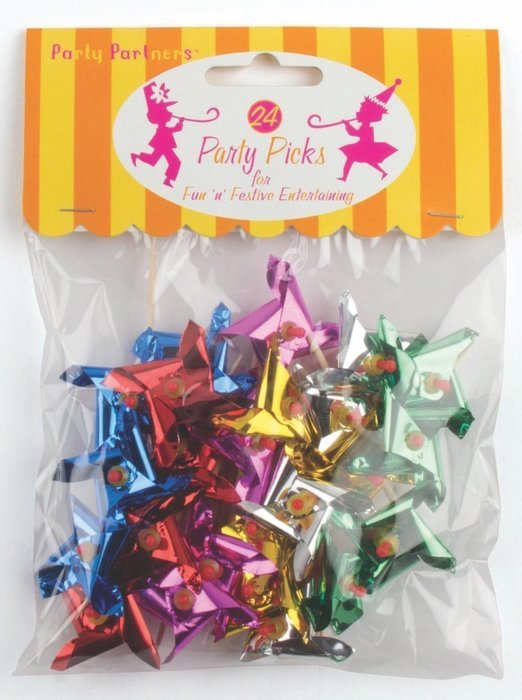 Party Partners Design Pinwheel Short Decorative Food Picks, Multicolored, 24 Count N7