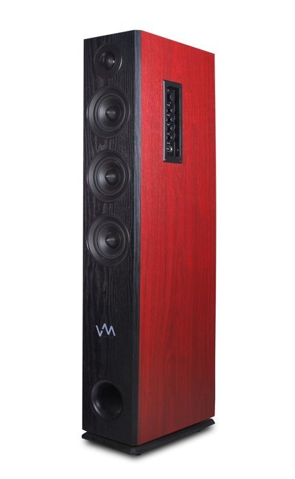 VM Audio EXAT30 Black/Cherry Floorstanding Powered Bluetooth Tower Speakers Pair