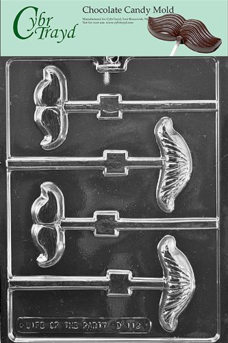 Cybrtrayd D112 Chocolate Candy Mold, Mustache Assortment Lolly Dads and Moms