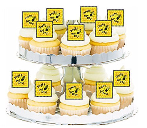 Happy Bee Day! 24pk Edible Cupcake Decoration Topper Picks