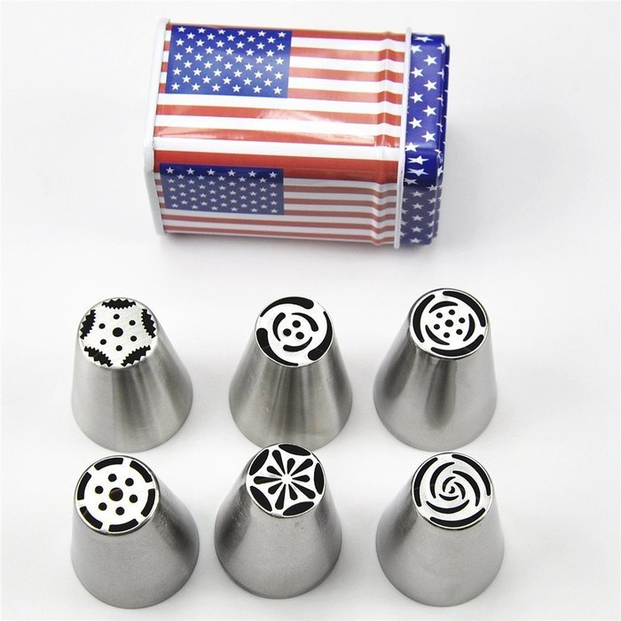 TANGCHU Small Size Icing Piping Nozzles Pastry Tips Cake Sugarcraft Decorating Tool Set Of 6 Pieces N2