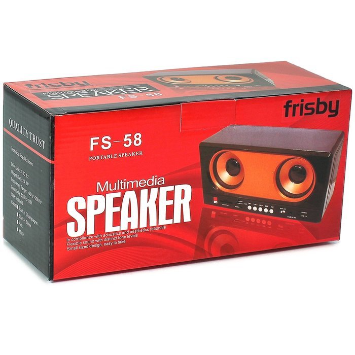 Frisby Portable Rechargeable Stereo Speakers Sound Box USB SD MMC FM Radio with Remote N3