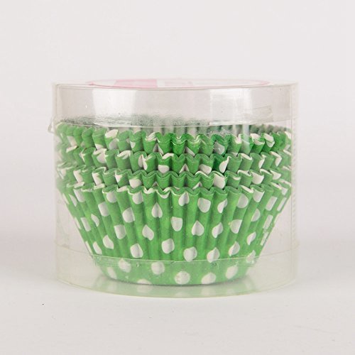 TecGeo(TM) 100pcs/set Green Dot Paper Muffin Baking Cups Christmas Wedding Cupcake Liners Mold Cake Decorating...