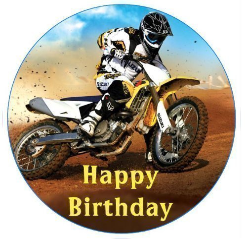 Motocross Cake Topper edible sugar icing 7.5" decoration