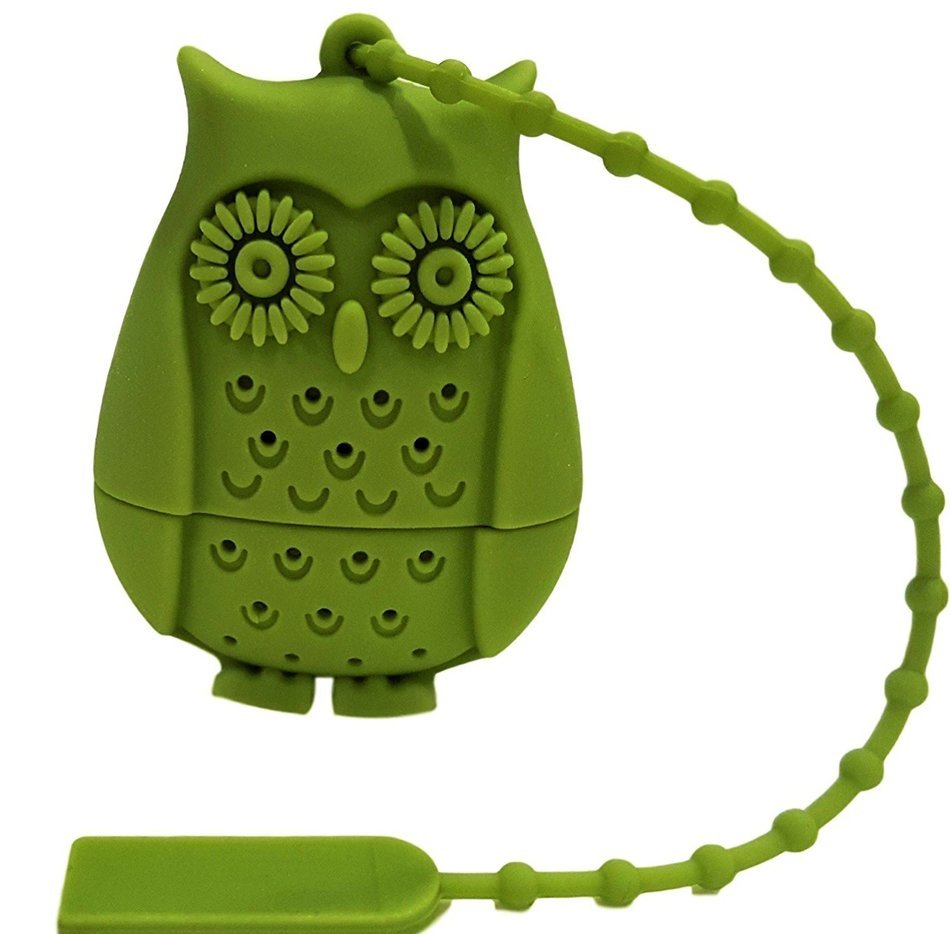 Hoot-Tea Owl Tea Strainer/ Infuser Loose Leaf Tea Maker by WickedGoodz (Olive Green) N3