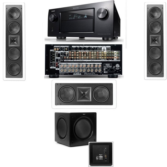 Klipsch KL-6504-THX In-Wall LCR Speaker-3.1 SW-310 Denon IN-Command AVR-4520CI- White