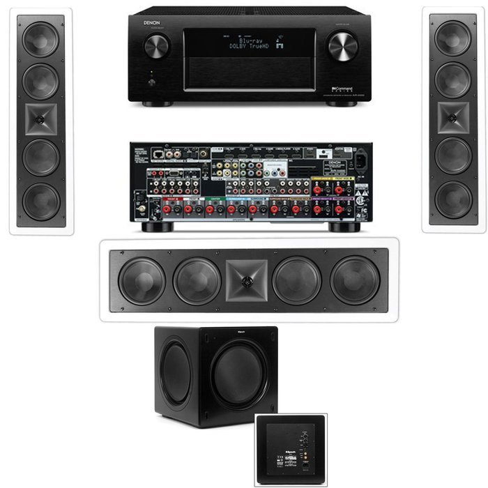 Klipsch KL-6504-THX In-Wall 3.1-SW-310 Denon AVR-X4000 IN-Command 7.2- White
