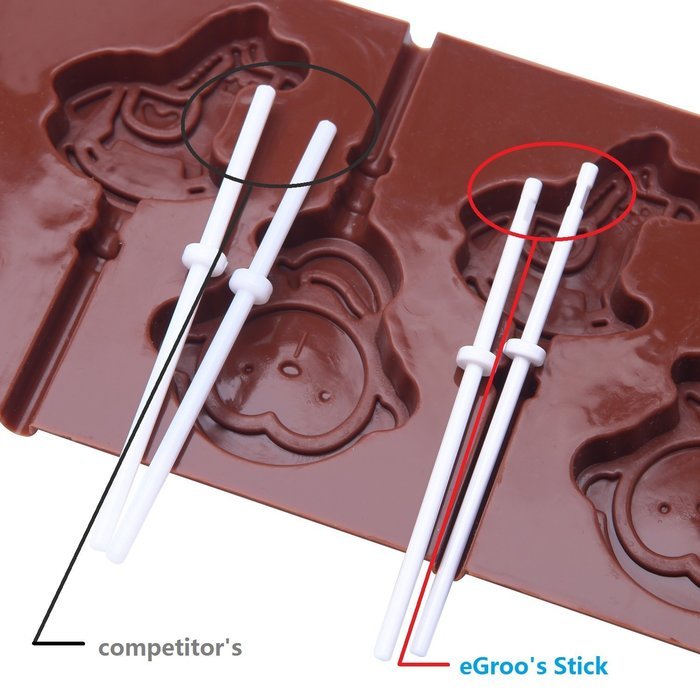 eGroo&reg; Silicone Candy Molds & Ice Cube Trays - Hard Candy Lollipop Mold with Sticks DIY 3d Chocolate Fondant Mould... N3