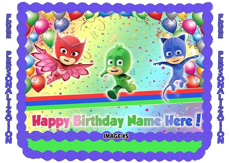 Personalized PJ MASKS Edible Image CAKE TOPPER Frosting Sheet Copcake Owlette (1/4 sheet, Image 3) N5