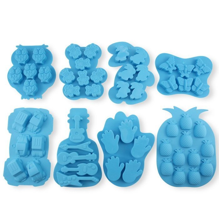 Candy Making Molds, 8 PCS YYP [Night Owl, Car, Bear, Guitar, Rabbit, Hand, Butterfly, Pineapple Shape Mold] Silicone... N5