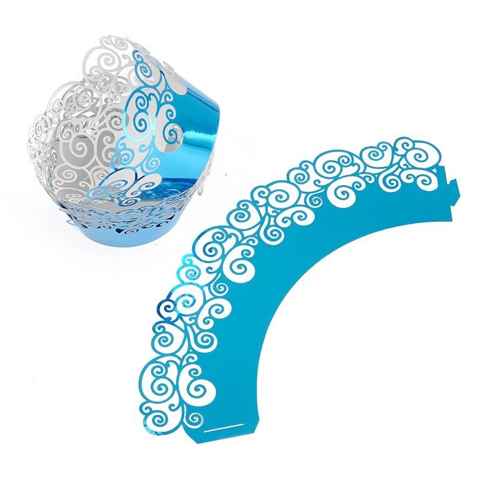 Aiyaya Filigree Artistic Muffin Case Cupcake Paper Cup Liners Little Vine Lace Laser Cupcake Wrappers for Wedding... N21