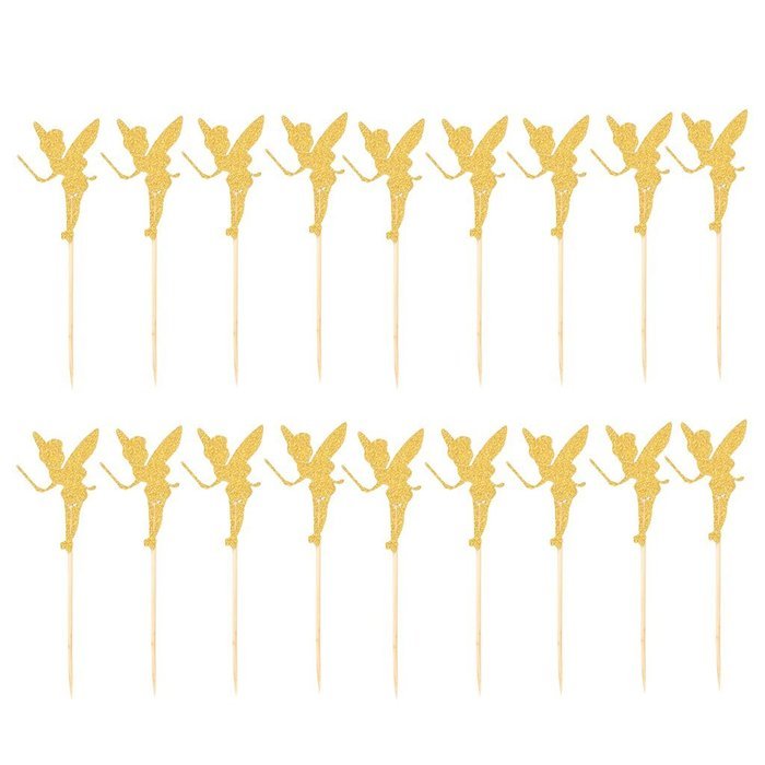Glitter Paper Angel Fairy Cake Topper Pick Wedding Party Favor Decor Pack of 20