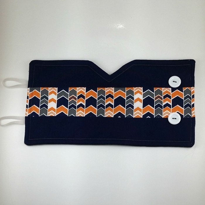 French Press Cozy Cover,8 cup, Insulated Coffee Wrap, Navy Blue Chevron N4