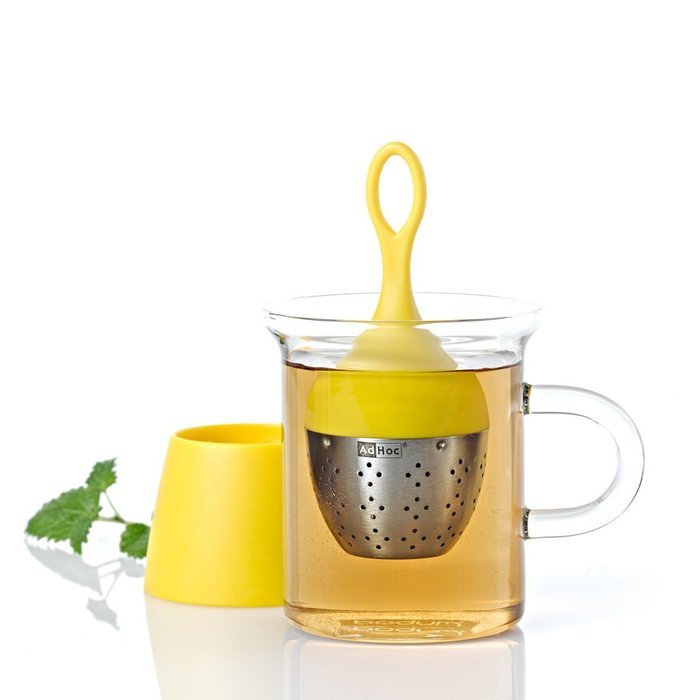 AdHoc Floating Tea Egg, Infuser with Stand, Ready to Use, Stainless Steel / Nylon Green, 13 cm, TE08 N6