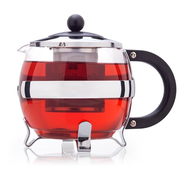 Stunning Glass Globe Teapot with Cozy Warmer, Borosilicate Glass, Beautiful Chrome Finish Tea Kettle &ndash; 9cm Stainless... N2