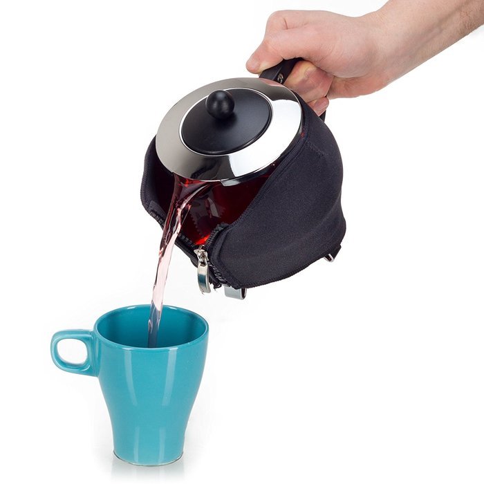 Stunning Glass Globe Teapot with Cozy Warmer, Borosilicate Glass, Beautiful Chrome Finish Tea Kettle &ndash; 9cm Stainless... N3